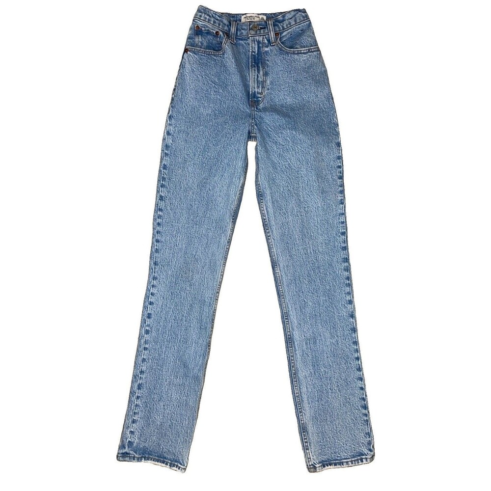 Abercrombie & Fitch 90s Straight Ultra High Rise Jeans Womens 23 Long Light Wash